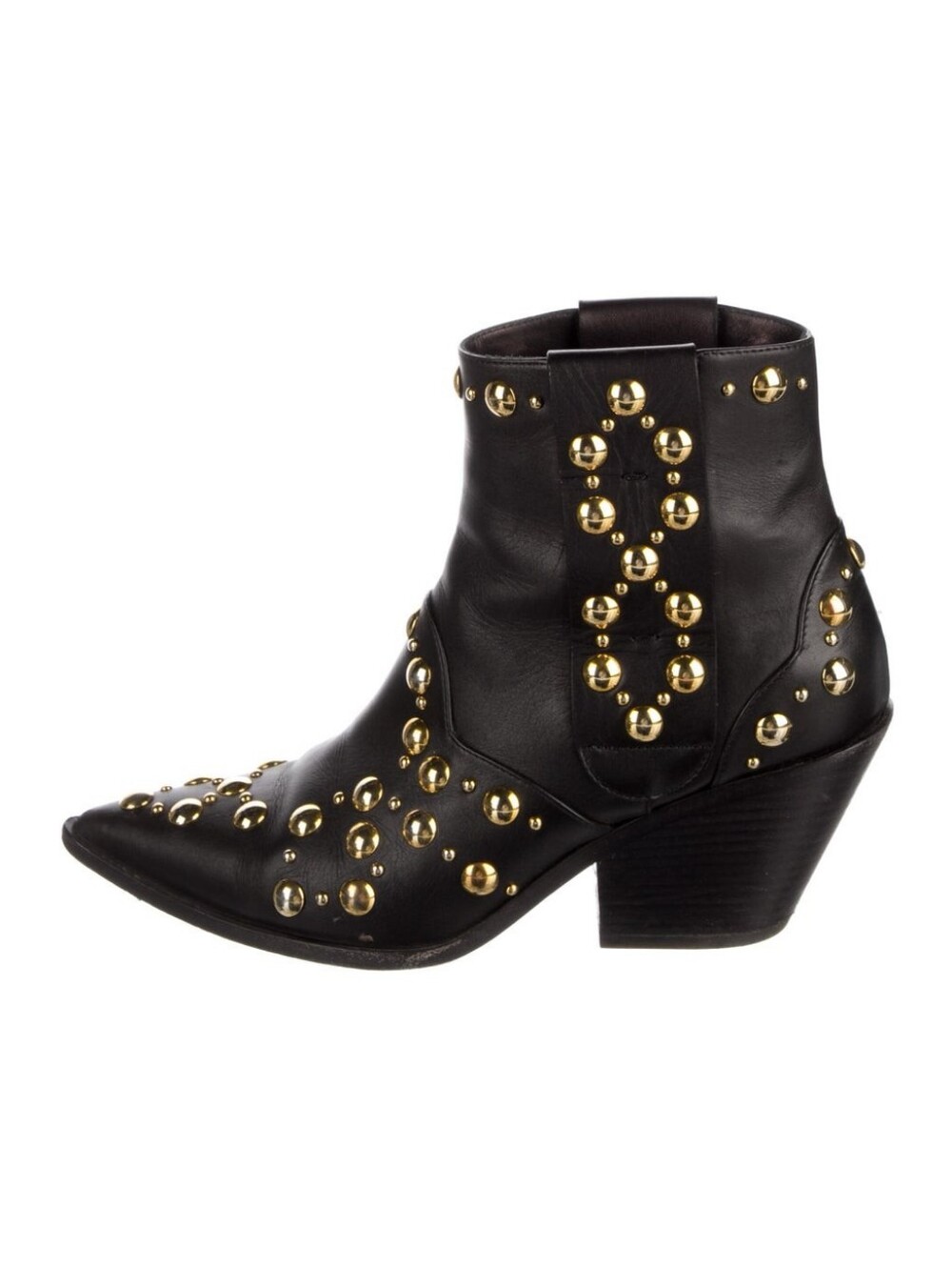 Casadei Black Leather Ankle Boots with Gold Studs SIZE 7 Eur 37